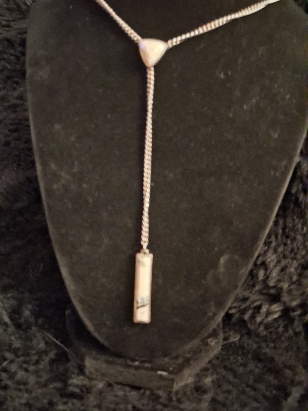 Silver Y-Drop Necklace with Cream Pendant